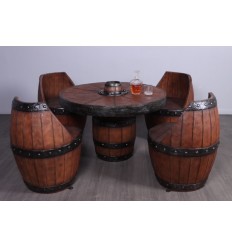 CONJUNTO MESA + 4 SILLAS TIPO BARRIL