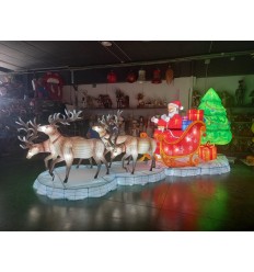 CONJUNTO NAVIDEÑO LUMINOSO (4 RENOS, TRINEO, PAPA NOEL y MUÑECO DE NIEVE)