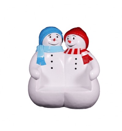 FIGURA BANCO DE UNA PAREJA DE MUÑECOS DE NIEVE