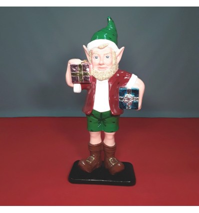 FIGURA ELFO PEQUEÑO CON DOS REGALOS