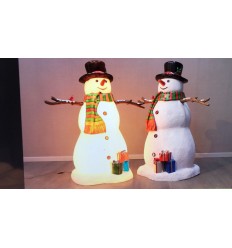 FIGURA CON LUZ DE MUÑECO DE NIEVE CON REGALOS