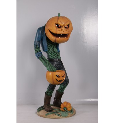 FIGURA HOMBRE CALABAZA HALLOWEEN CON PORTA DULCES